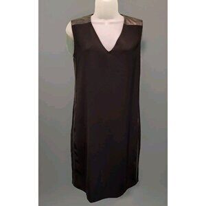 Vince Black Sleeveless Edgy Dress Leather Detail Pockets Sz 4 Goth